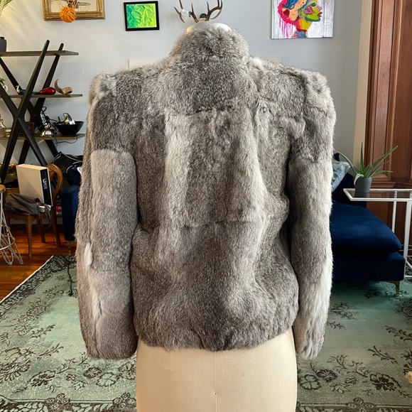 Gorgeous rabbit fur strong shoulder jacket! - Picture 3 of 7
